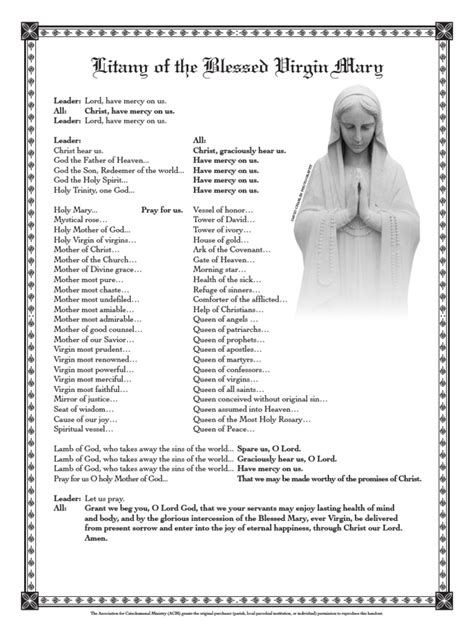 Litany Of The Blessed Virgin Mary Printable